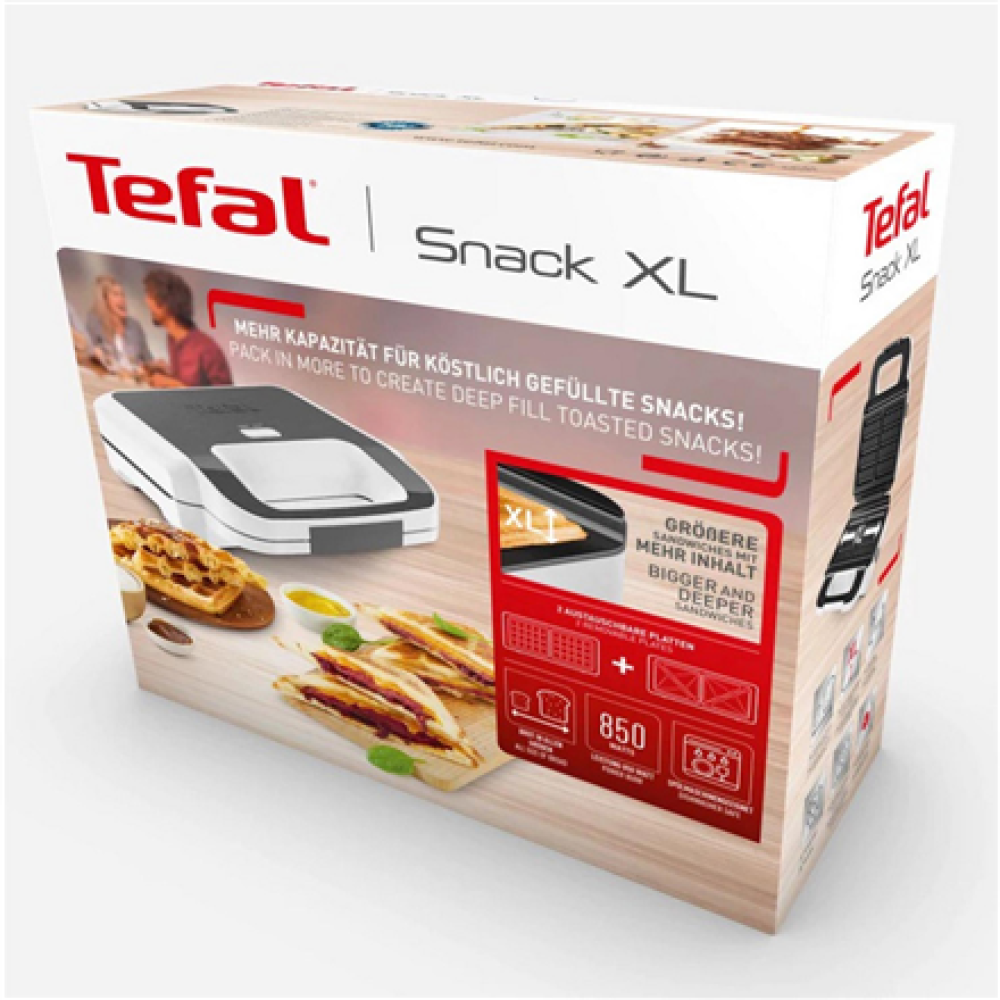 TEFAL , Wafle Maker Snack XL , SW701110 , 850 W , Number of pastry 2 , Belgium , White/Grey