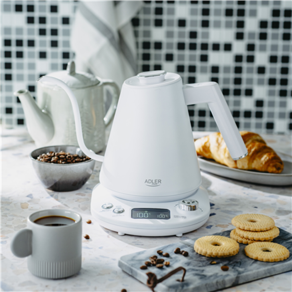 Adler , Kettle , AD 1349w , Electric , 1100 W , 1 L , Stainless Steel , 360° rotational base , White