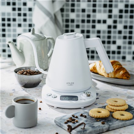 Adler , Kettle , AD 1349w , Electric , 1100 W , 1 L , Stainless Steel , 360° rotational base , White
