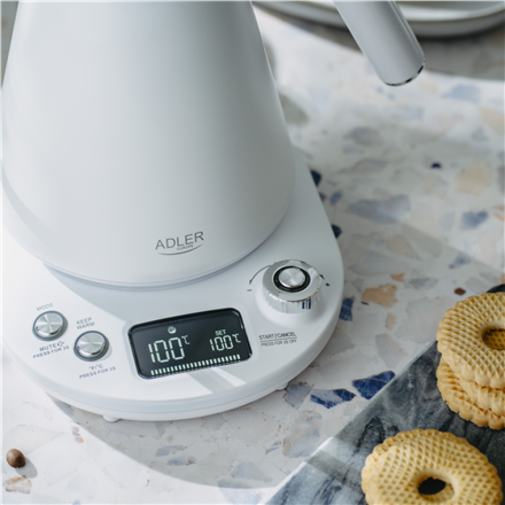 Adler , Kettle , AD 1349w , Electric , 1100 W , 1 L , Stainless Steel , 360° rotational base , White