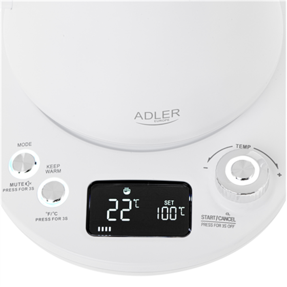 Adler , Kettle , AD 1349w , Electric , 1100 W , 1 L , Stainless Steel , 360° rotational base , White