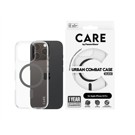 CARE Flagship Case , Back cover , Apple , iPhone 16 PRO , Recycled plastic , Black , MagSafe
