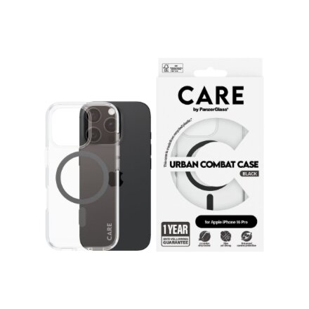 CARE Flagship Case , Back cover , Apple , iPhone 16 PRO , Recycled plastic , Black , MagSafe