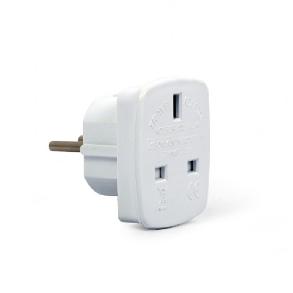 Gembird , AC power adapter, UK socket to EU Schuko plug, 7.5 A , Travel adapter