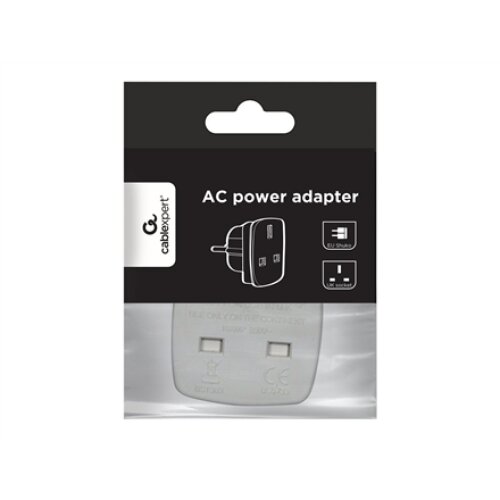 Gembird , AC power adapter, UK socket to EU Schuko plug, 7.5 A , Travel adapter