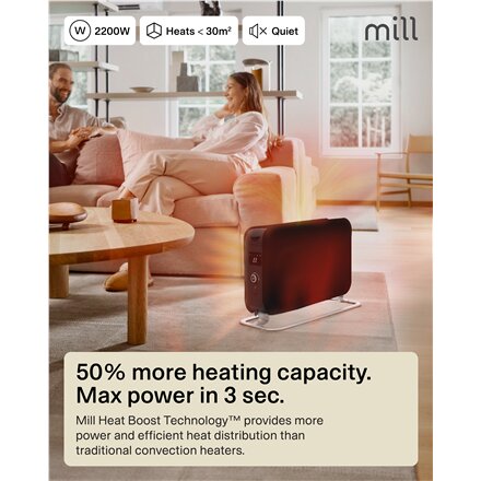 Mill Instant Max Led Portable Heater , CO2200LEDMAXBLACK , Convection Heater , 2200 W , Number of power levels 3 , Suitable for rooms up to 5-30 m² , Black