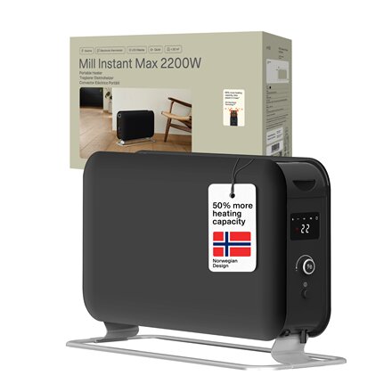 Mill Instant Max Led Portable Heater , CO2200LEDMAXBLACK , Convection Heater , 2200 W , Number of power levels 3 , Suitable for rooms up to 5-30 m² , Black