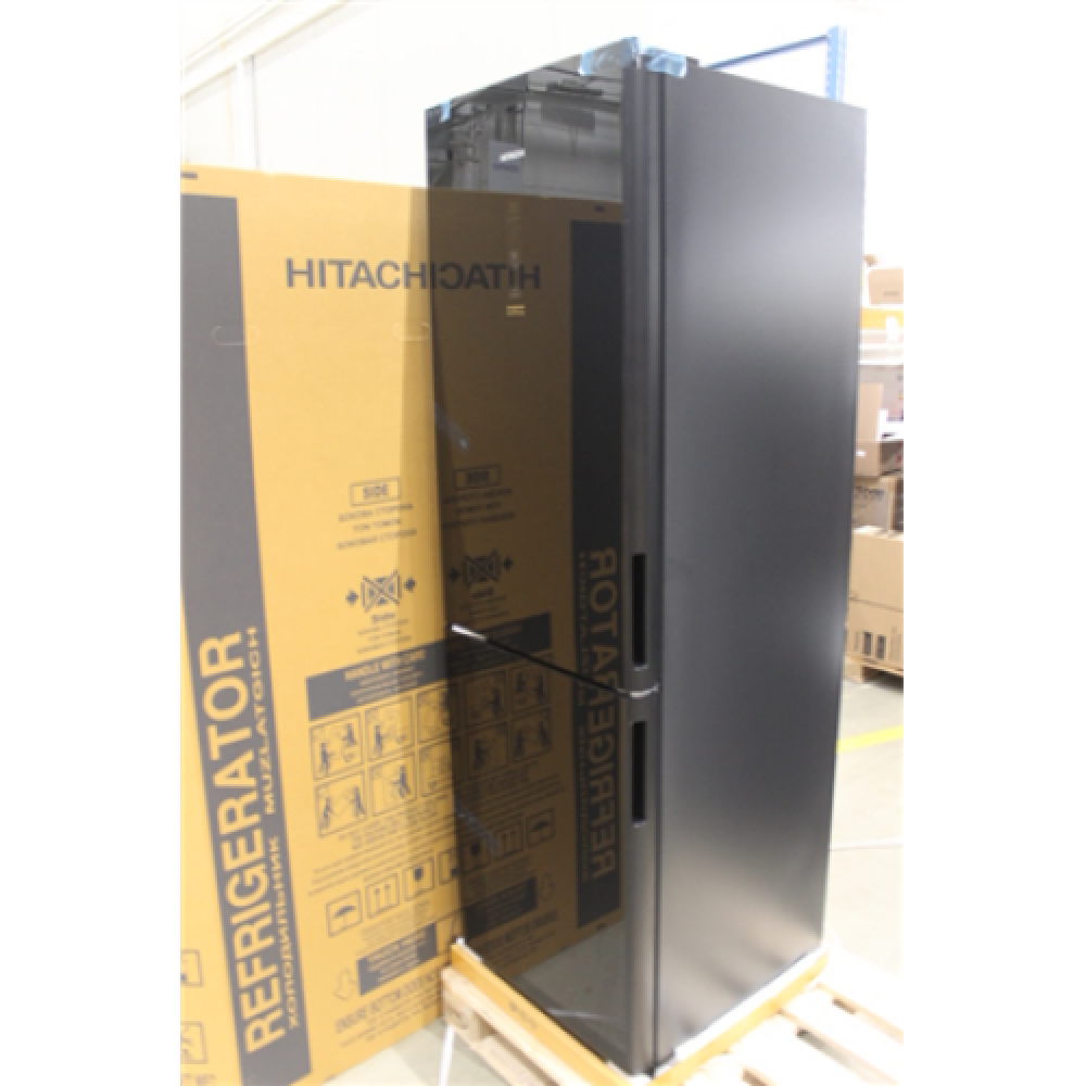 SALE OUT. Hitachi Refrigerator R-BGX411PRU0-1 (GBK) Energy efficiency class E Free standing Combi Height 190 cm No Frost system Fridge net capacity 215 L Freezer net capacity 115 L Display 41 dB Glass Black DAMAGED PACKAGING, SCRATCHES ON FRONT DOOR