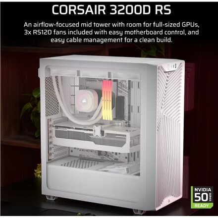 Corsair PC Case , 3200D RS , Mid-Tower , White