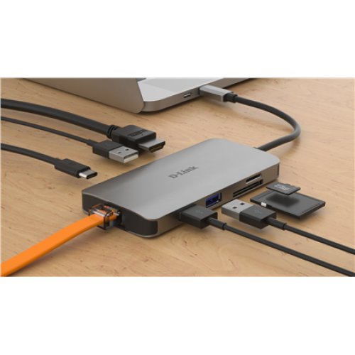 D-Link , 8-in-1 USB-C Hub with HDMI/Ethernet/Card Reader/Power Delivery , DUB-M810 , USB hub , USB Type-C
