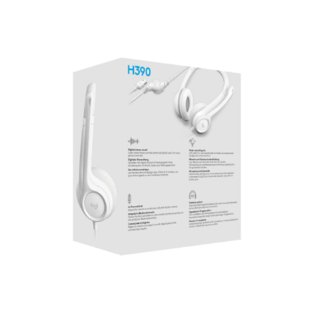 Logitech , USB Computer Headset , H390 , Wired , Over-Ear , Microphone , Noise canceling , Off-white