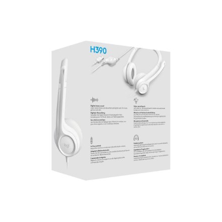 Logitech , USB Computer Headset , H390 , Wired , Over-Ear , Microphone , Noise canceling , Off-white