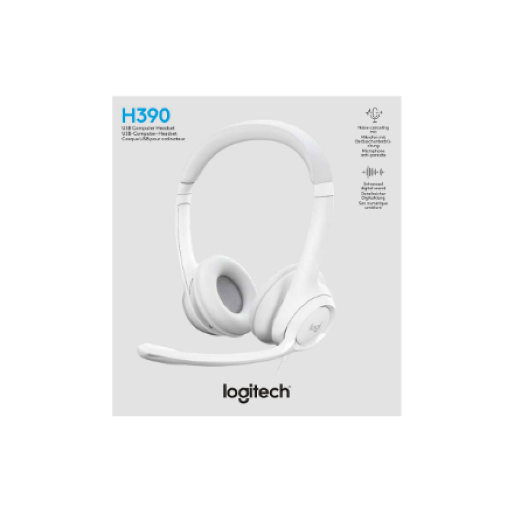 Logitech , USB Computer Headset , H390 , Wired , Over-Ear , Microphone , Noise canceling , Off-white