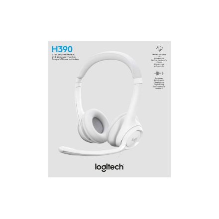 Logitech , USB Computer Headset , H390 , Wired , Over-Ear , Microphone , Noise canceling , Off-white