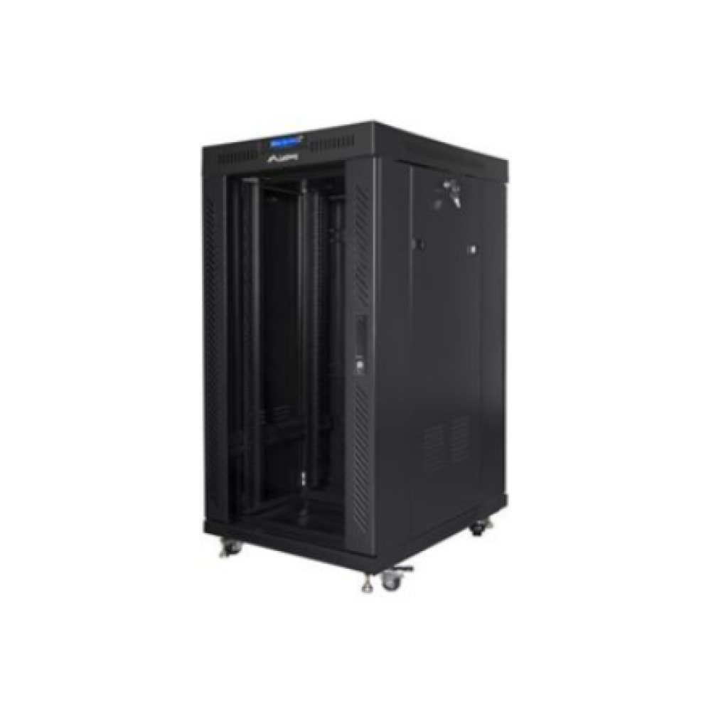 Lanberg , Rack cabinet 19 free-standing 22U/800x800 (flat pack) with glass door, LCD , FF01-8822-12BL , Black