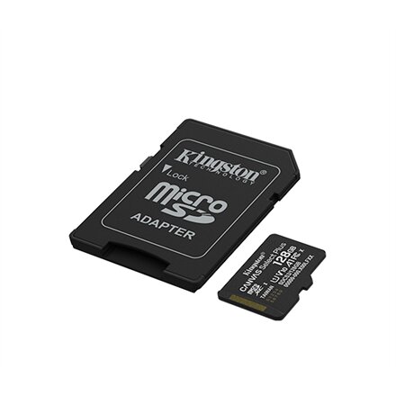 Kingston Canvas Select Plus , 128 GB , microSD , Flash memory class Class 10, UHS-I, U1/U3, video class 10/30, A1