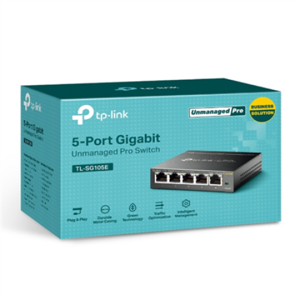 TP-LINK , Switch , TL-SG105E , Web managed , Wall mountable , Gigabit Ethernet (copper) ports quantity 5 , Power supply type External , 36 month(s)