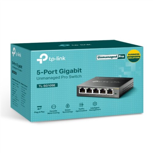 TP-LINK , Switch , TL-SG105E , Web managed , Wall mountable , Gigabit Ethernet (copper) ports quantity 5 , Power supply type External
