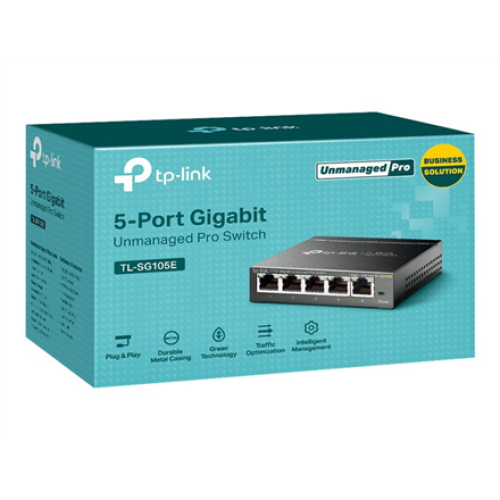 TP-LINK , Switch , TL-SG105E , Web managed , Wall mountable , Gigabit Ethernet (copper) ports quantity 5 , Power supply type External , 36 month(s)