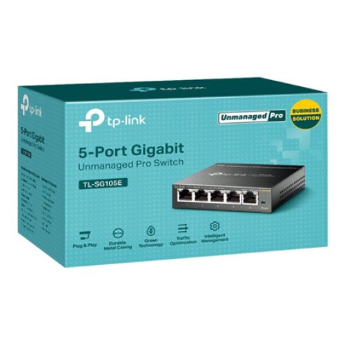 TP-LINK , Switch , TL-SG105E , Web managed , Wall mountable , Gigabit Ethernet (copper) ports quantity 5 , Power supply type External