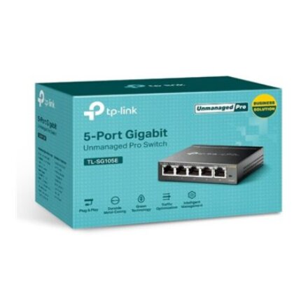 TP-LINK , Switch , TL-SG105E , Web managed , Wall mountable , Gigabit Ethernet (copper) ports quantity 5 , Power supply type External