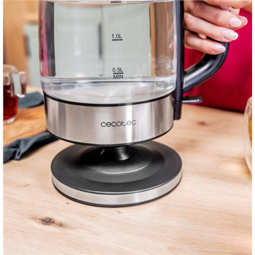Cecotec Kettle , ThermoSense 340 Clear , Electric , 2200 W , 1.7 L , Glass , 360° rotational base , Clear