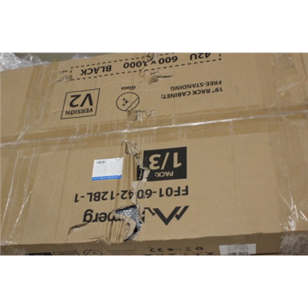 Lanberg Rack cabinet 19 free-standing 42U/600x1000 (flat pack) with glass door lCD V2 , FF01-6042-12BL , DAMAGED PACKAGING, SCRATCHED ON THE FROM PARTS , Black
