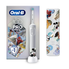 Oral-B , Vitality PRO Kids Disney 100 , Electric Toothbrush with Travel Case , Rechargeable , For kids , Number of brush heads included 1 , Number of teeth brushing modes 2 , White