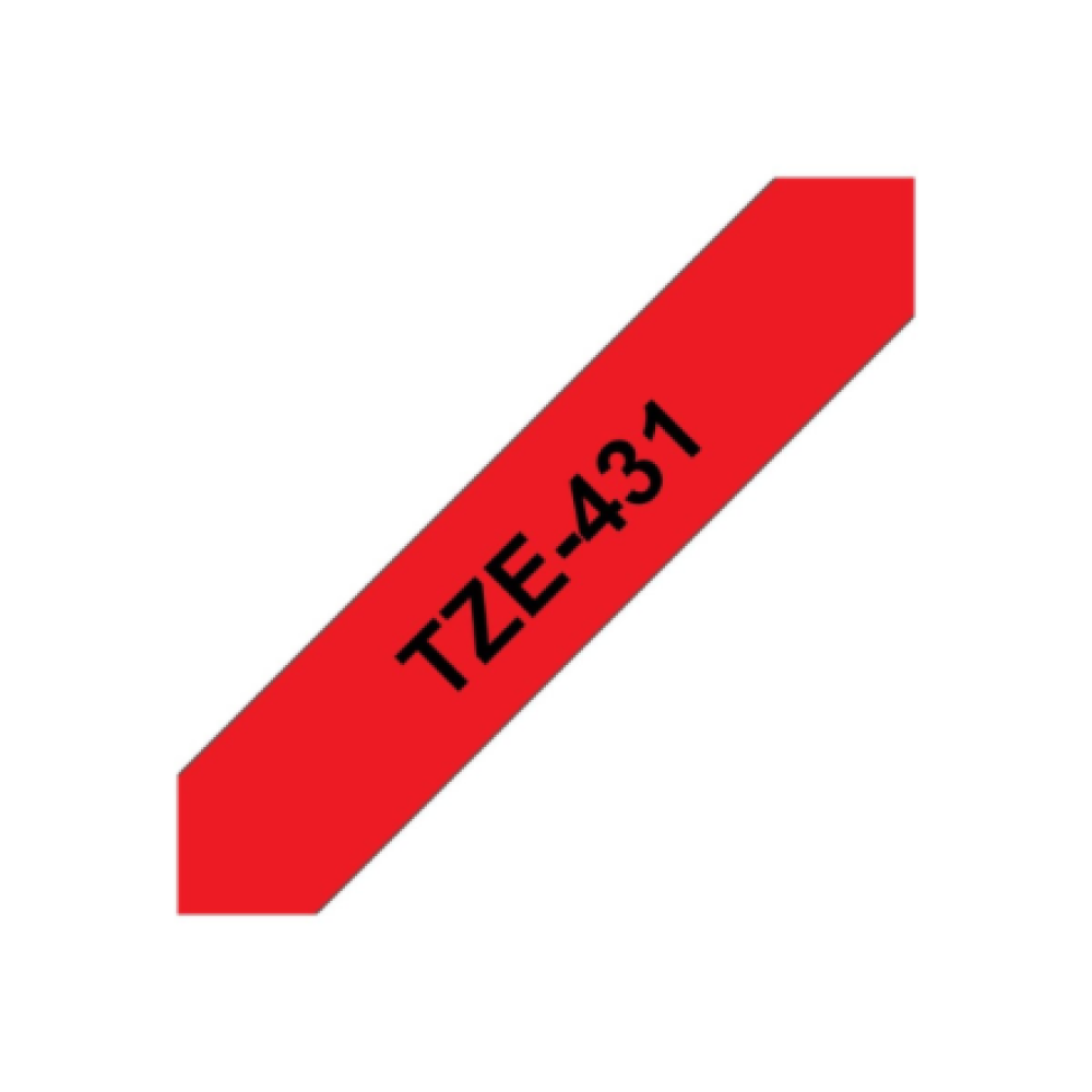 Brother , TZE-431 Laminated Tape , Black on Red , TZe , 8 m , 1.2 cm
