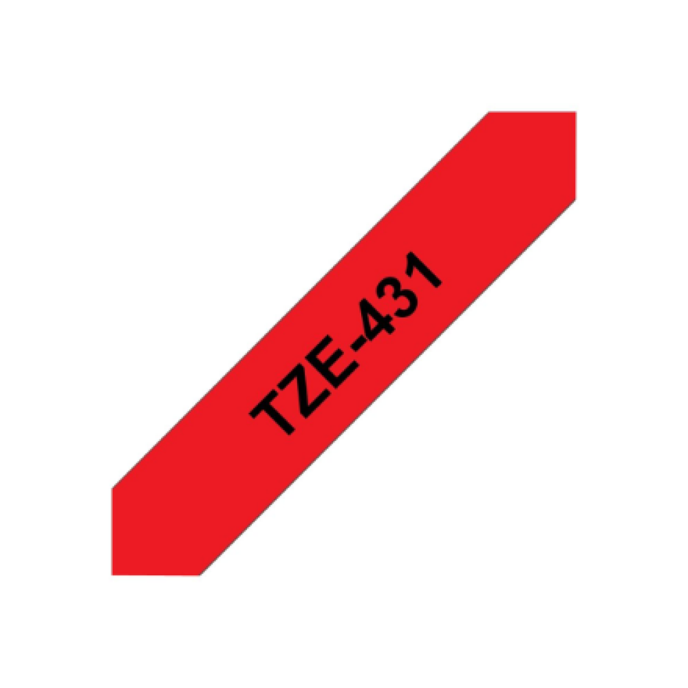 Brother , TZE-431 Laminated Tape , Black on Red , TZe , 8 m , 1.2 cm