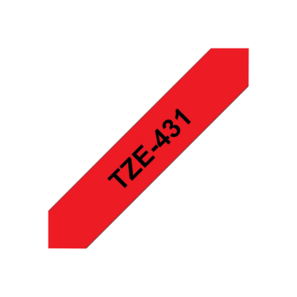 Brother , TZE-431 Laminated Tape , Black on Red , TZe , 8 m , 1.2 cm