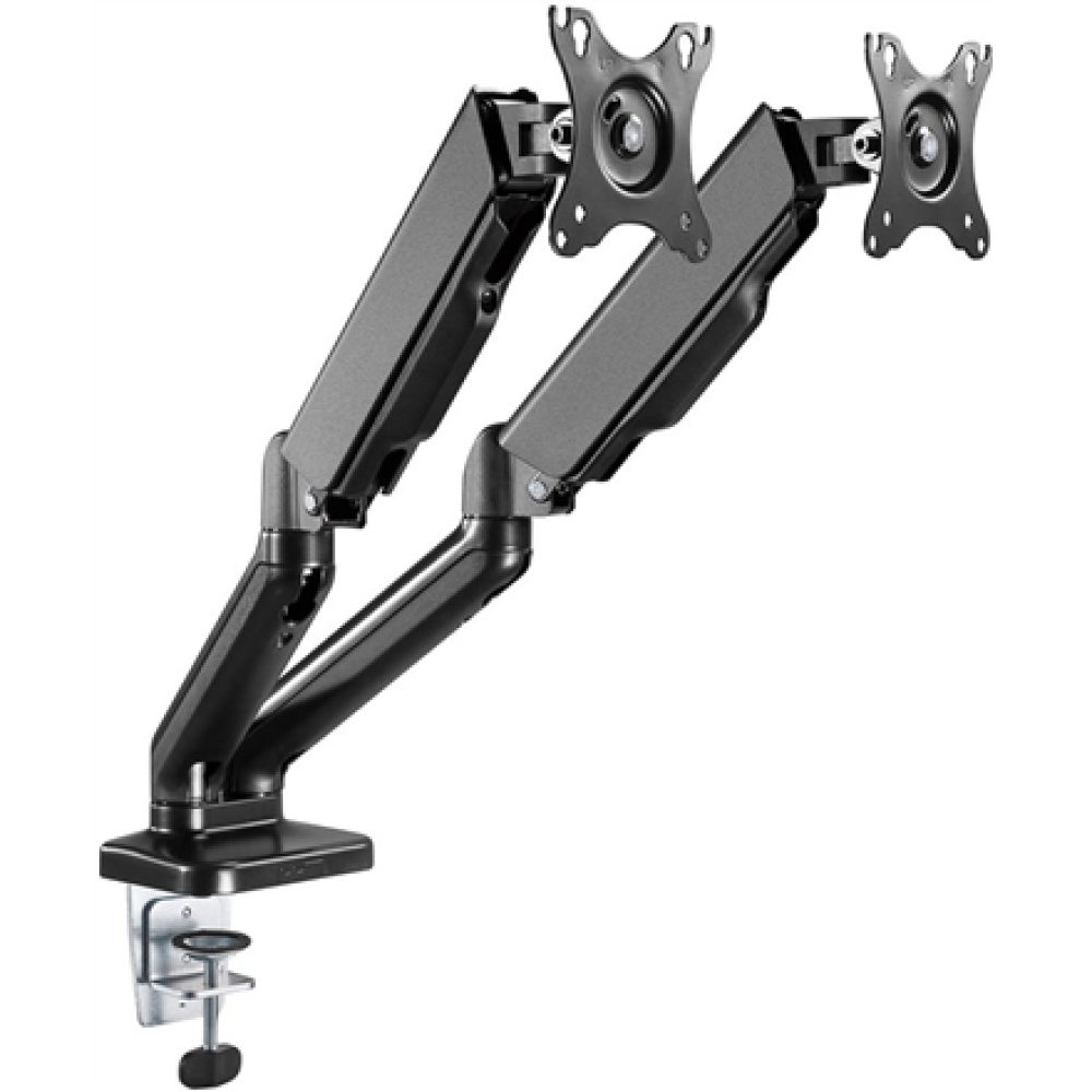 Goobay Desk Mount , Double Monitor Mount with Gas Spring , Swivel, Tilt, Rotation , 17-32 , Maximum weight (capacity) 9 kg , Black