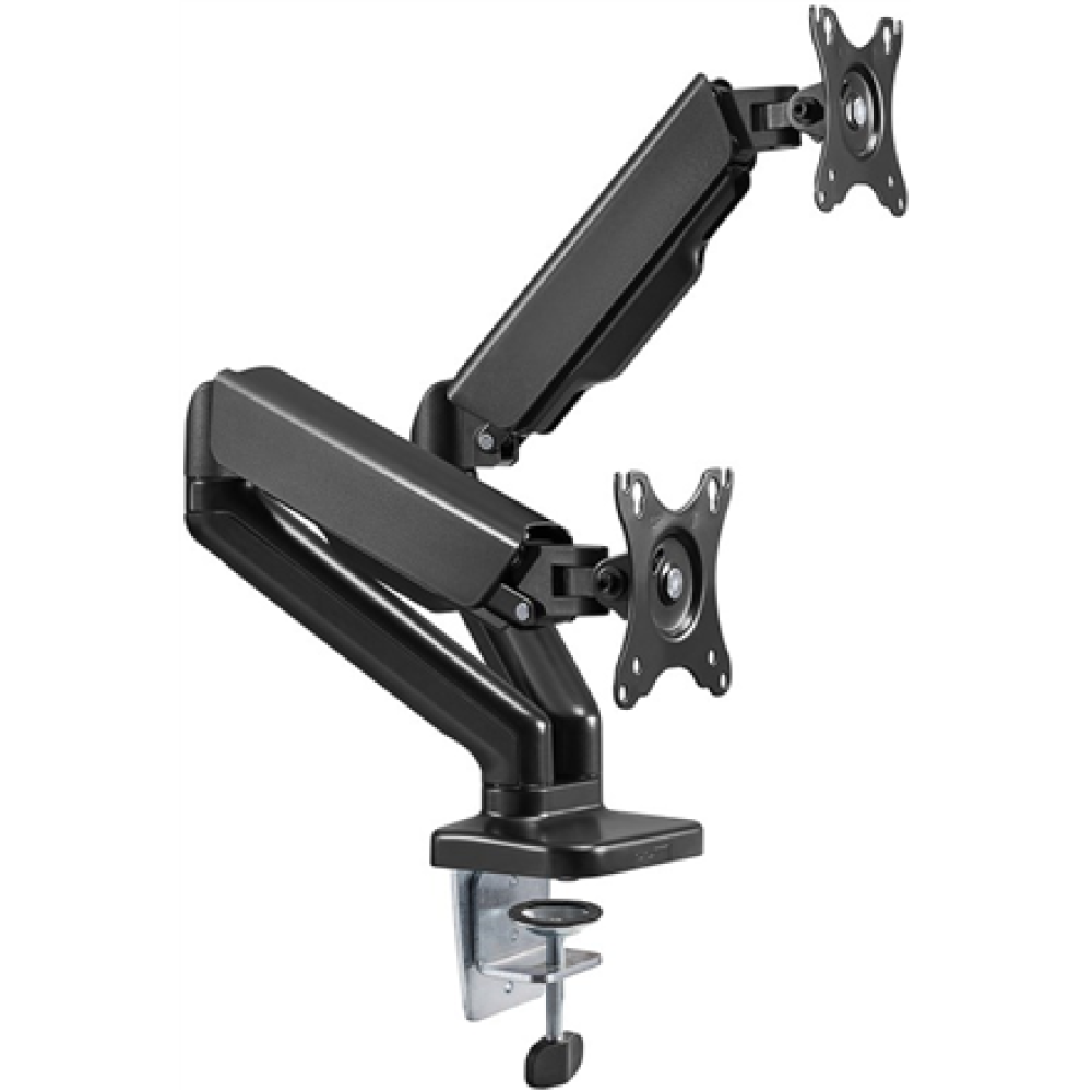 Goobay Desk Mount , Double Monitor Mount with Gas Spring , Swivel, Tilt, Rotation , 17-32 , Maximum weight (capacity) 9 kg , Black