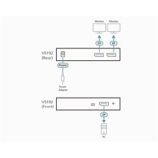 Aten , VS192-AT-G , Video/audio splitter - 2 ports