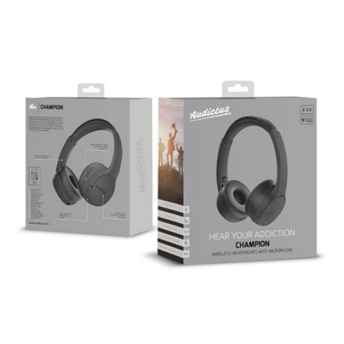 Audictus Headset Champion, On-Ear, Wireless, Microphone, Black Audictus Headset Champion Pro Wireless On-Ear Microphone Wireless Black