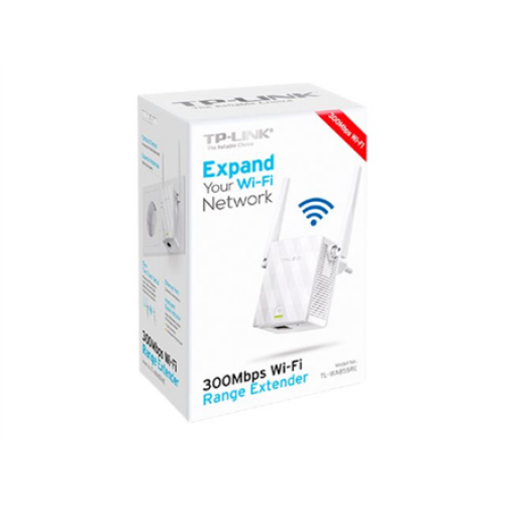 TP-LINK , Extender , TL-WA855RE , 802.11n , 2.4GHz , 300 Mbit/s , 10/100 Mbit/s , Ethernet LAN (RJ-45) ports 1 , MU-MiMO No , no PoE , Antenna type 2xExternal