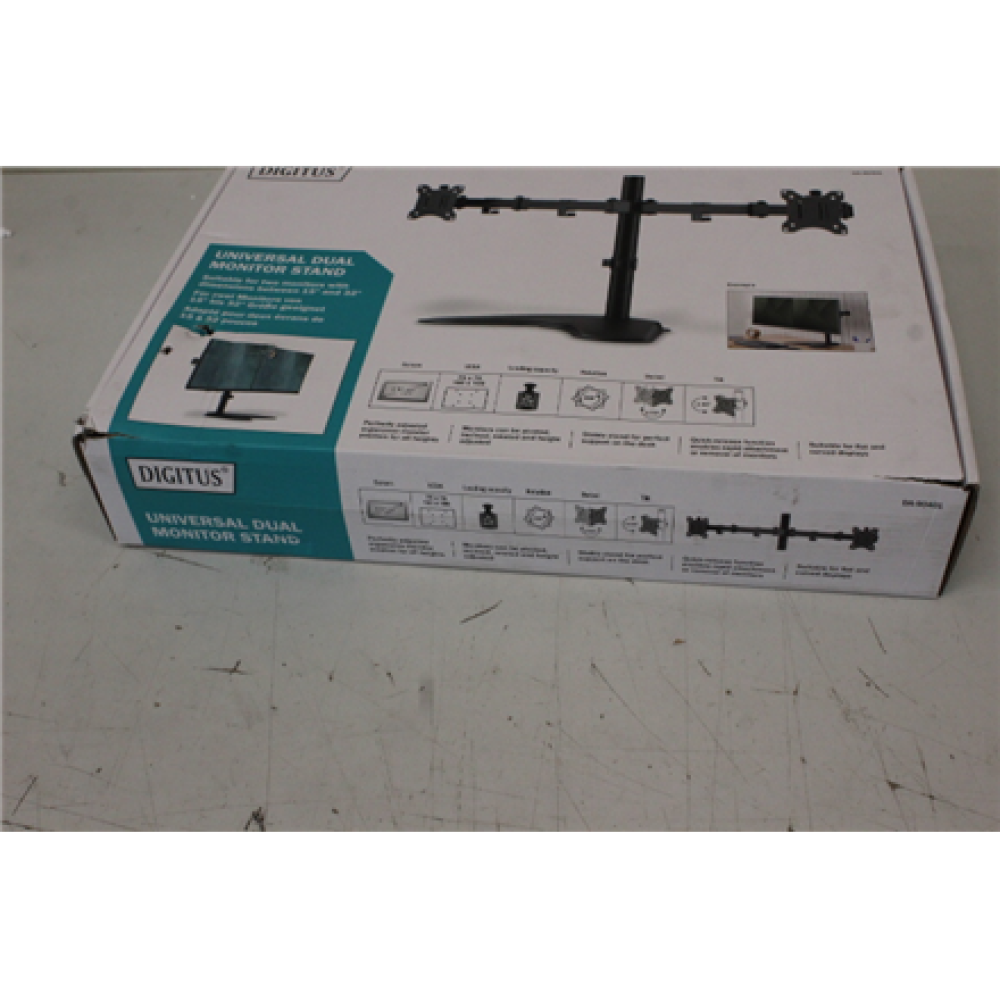 SALE OUT. DIGITUS Dual Monitor Stand , Digitus Desk Mount , DA-90401 , Adjustable Height, Rotate, Swivel , 15-32 , Maximum weight (capacity) 2x8 kg , DAMAGED PACKAGING , Black