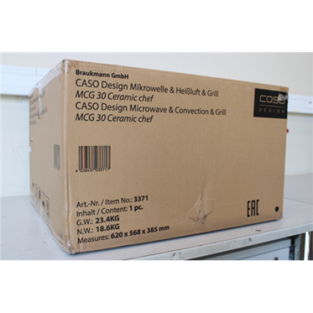 SALE OUT. Caso Microwave MCG30 Ceramic chef Free standing, 30 L, 900 W, Convection, Grill, Black, DAMAGED PACKAGING