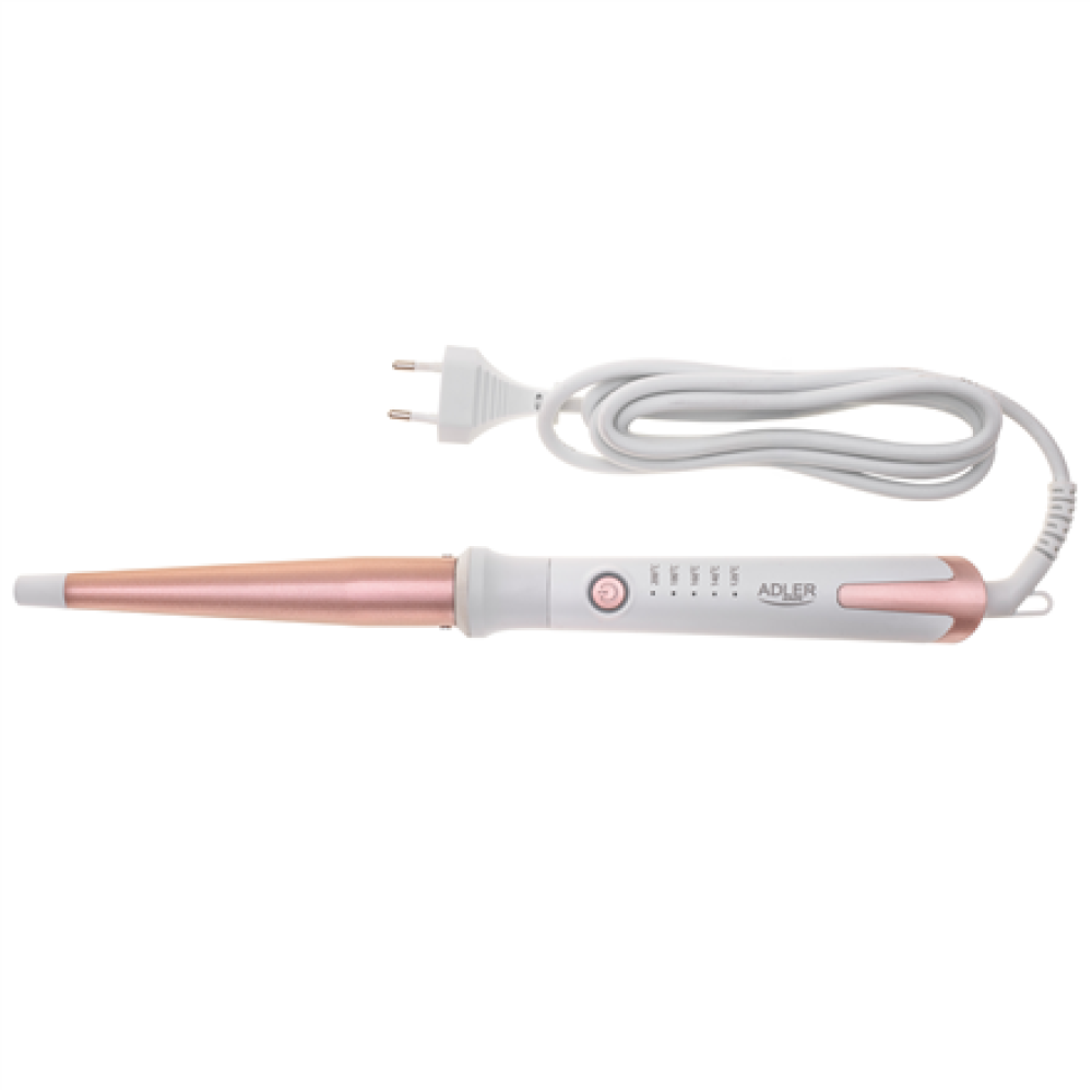 Adler Conical curling iron , AD 2119 , Barrel diameter 12-25 mm , Temperature (min) 120 °C , Temperature (max) 200 °C , Number of heating levels 5 , 45 W , White/Pink