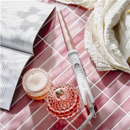 Adler Conical curling iron , AD 2119 , Barrel diameter 12-25 mm , Temperature (min) 120 °C , Temperature (max) 200 °C , Number of heating levels 5 , 45 W , White/Pink