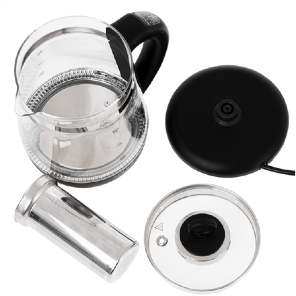 Adler Kettle , AD 1299 , Electric , 2200 W , 1.5 L , Glass , 360° rotational base , Black