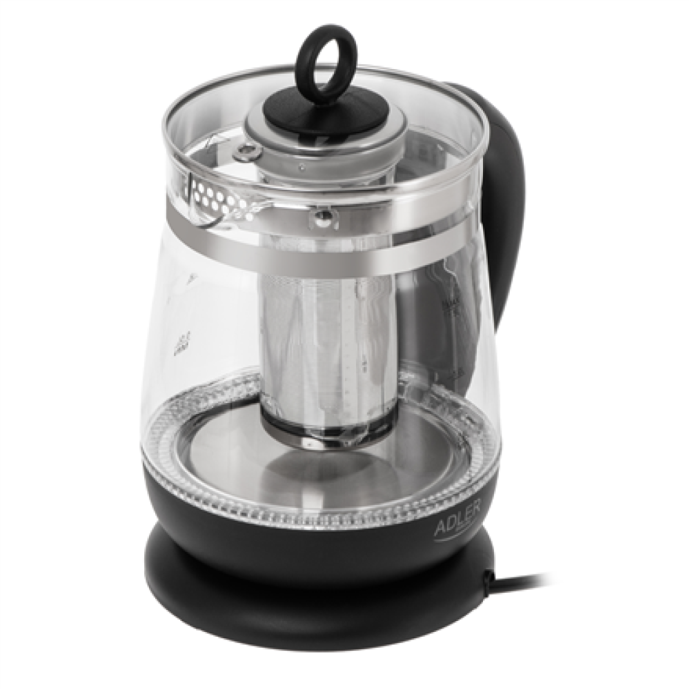 Adler Kettle , AD 1299 , Electric , 2200 W , 1.5 L , Glass , 360° rotational base , Black