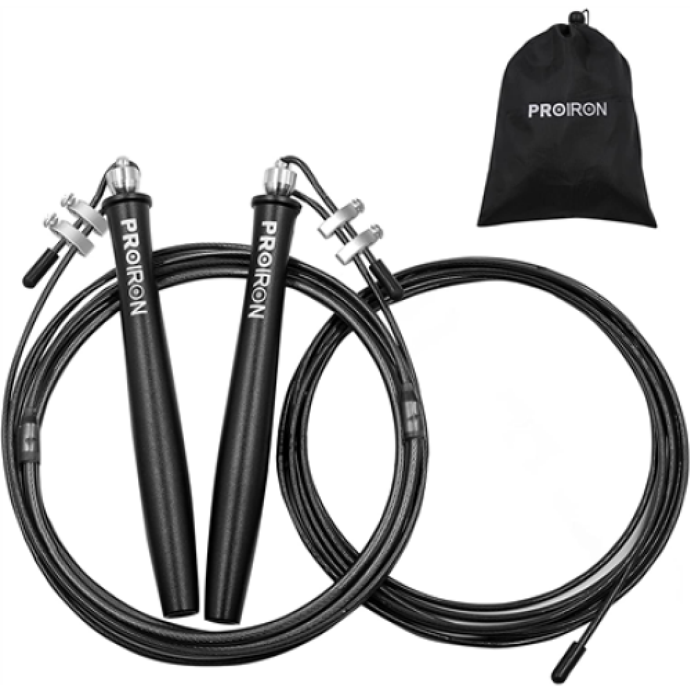 PROIRON Speed Skipping Rope Black, Steel wire/Aluminium, 300 cm