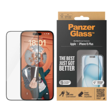 PanzerGlass , Screen protector , Apple , IPhone 15 Plus , Glass , Transparent , Ultra-wide fit, Scratch resistant, Drop protection, EasyAligner included