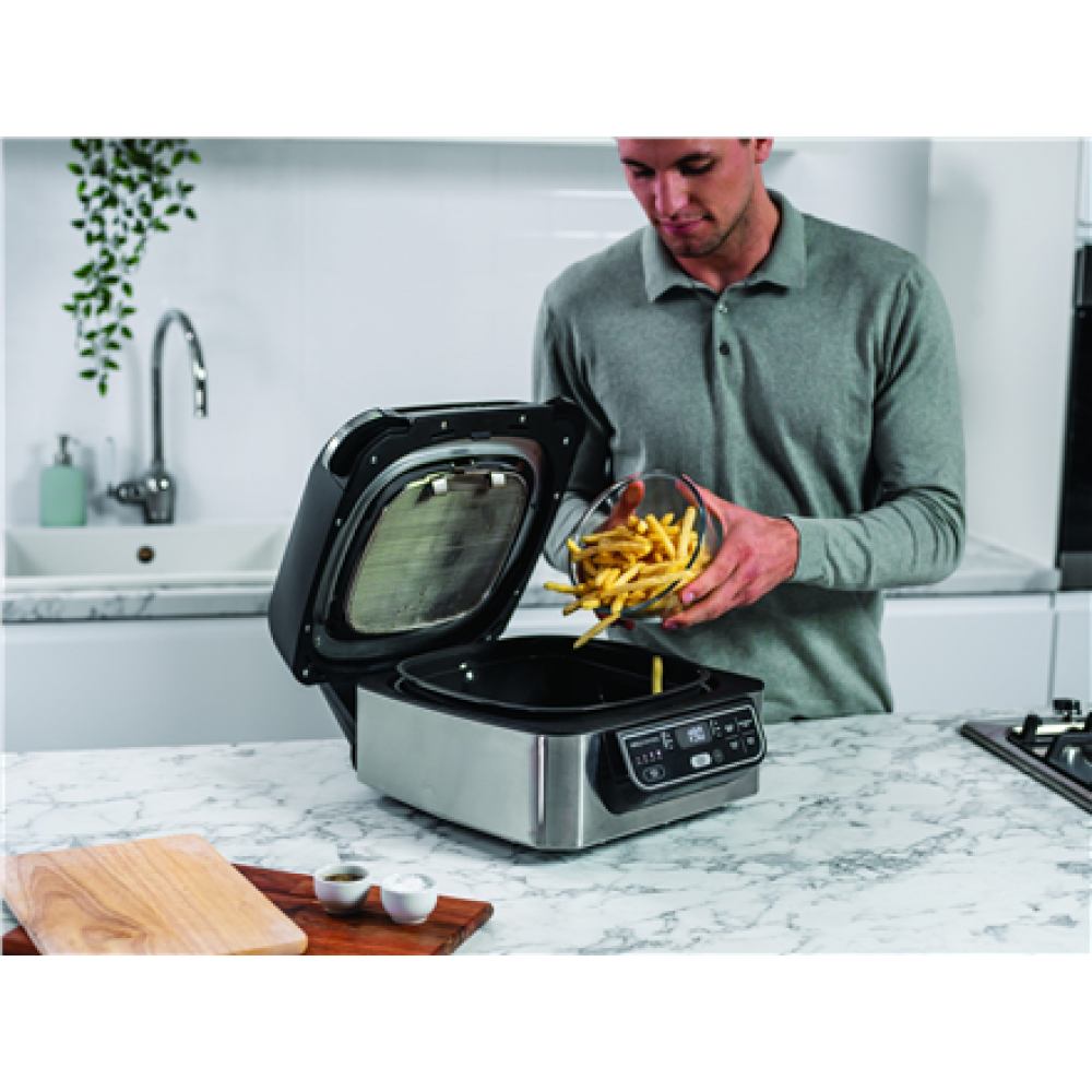 NINJA , Hot Air Fryer , AG301EU , Capacity 5.7 L , Cyclonic Air Technology , Black/Stainless Steel