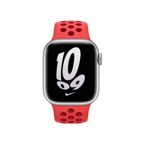 Apple , Nike Sport Band , 41 , Bright Crimson/Gym Red , Fluoroelastomer , Strap fits 130–200mm wrists