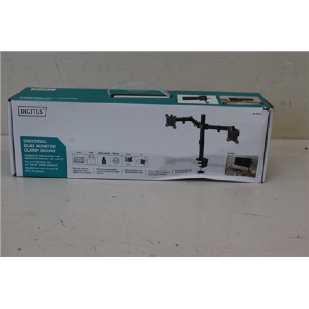 SALE OUT. Digitus Dual Monitor Clamp Mount 15-32, 2x 8 kg (max.), black , Digitus , Desk Mount , Swivel, Height adjustment , 15-32 , Maximum weight (capacity) 8 kg , DAMAGED PACKAGING, SCRATCHES , Black
