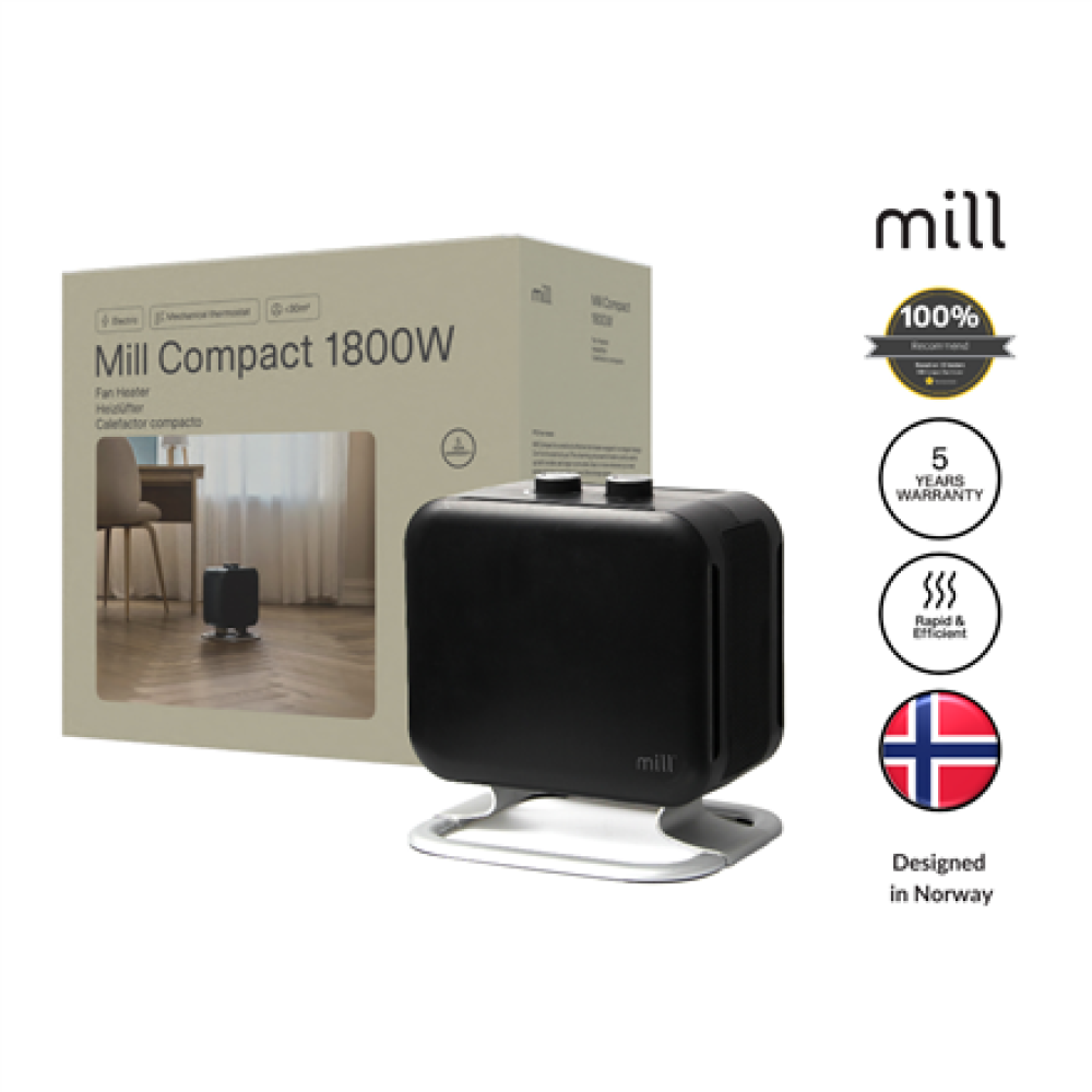 Mill , Heater , CUS1800MECBA , PTC Fan , Suitable for rooms up to 30 m² , Black , 1800 W
