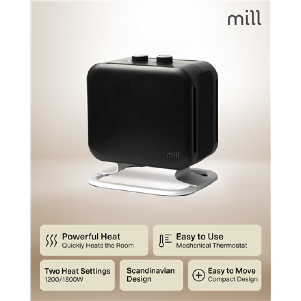 Mill , Heater , CUS1800MECBA , PTC Fan , Suitable for rooms up to 30 m² , Black , 1800 W