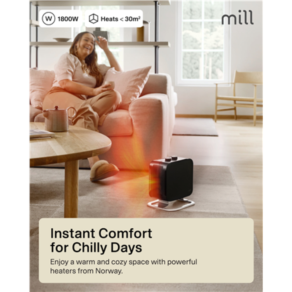 Mill , Heater , CUS1800MECBA , PTC Fan , Suitable for rooms up to 30 m² , Black , 1800 W